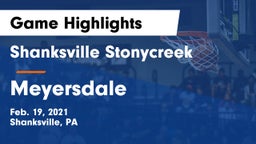 Shanksville Stonycreek  vs Meyersdale  Game Highlights - Feb. 19, 2021