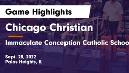 Chicago Christian  vs Immaculate Conception Catholic School Game Highlights - Sept. 20, 2022