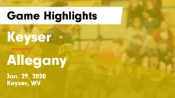 Keyser  vs Allegany  Game Highlights - Jan. 29, 2020