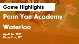 Penn Yan Academy  vs Waterloo  Game Highlights - April 16, 2022