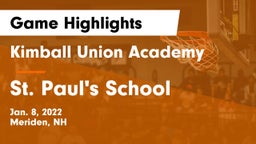 Kimball Union Academy vs St. Paul's School Game Highlights - Jan. 8, 2022