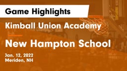 Kimball Union Academy vs New Hampton School  Game Highlights - Jan. 12, 2022