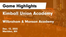 Kimball Union Academy vs Wilbraham & Monson Academy  Game Highlights - Dec. 13, 2023