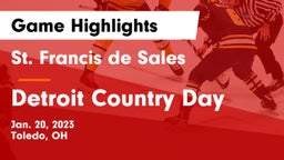 St. Francis de Sales  vs Detroit Country Day  Game Highlights - Jan. 20, 2023