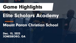 Elite Scholars Academy  vs Mount Paran Christian School Game Highlights - Dec. 15, 2023