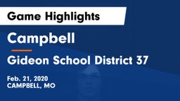 Campbell  vs Gideon School District 37 Game Highlights - Feb. 21, 2020