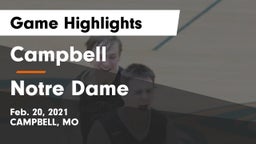 Campbell  vs Notre Dame  Game Highlights - Feb. 20, 2021