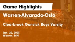 Warren-Alvarado-Oslo  vs Clearbrook Gonvick Boys Varsity Game Highlights - Jan. 20, 2023