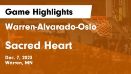 Warren-Alvarado-Oslo  vs Sacred Heart  Game Highlights - Dec. 7, 2023