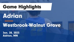 Adrian  vs Westbrook-Walnut Grove  Game Highlights - Jan. 28, 2023