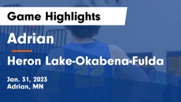Adrian  vs Heron Lake-Okabena-Fulda Game Highlights - Jan. 31, 2023