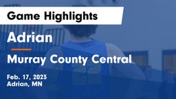 Adrian  vs Murray County Central  Game Highlights - Feb. 17, 2023