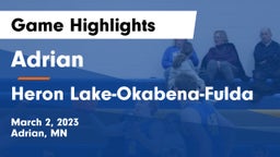 Adrian  vs Heron Lake-Okabena-Fulda Game Highlights - March 2, 2023