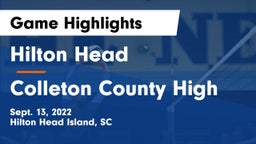 Hilton Head  vs Colleton County High Game Highlights - Sept. 13, 2022