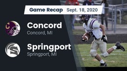 Recap: Concord  vs. Springport  2020