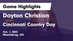 Dayton Christian  vs Cincinnati Country Day  Game Highlights - Oct. 1, 2022