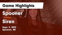 Spooner  vs Siren Game Highlights - Sept. 5, 2023