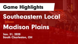 Southeastern Local  vs Madison Plains  Game Highlights - Jan. 31, 2020