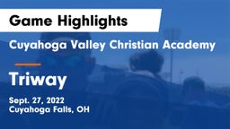 Cuyahoga Valley Christian Academy  vs Triway  Game Highlights - Sept. 27, 2022