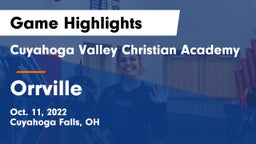 Cuyahoga Valley Christian Academy  vs Orrville  Game Highlights - Oct. 11, 2022
