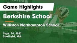Berkshire  School vs Williston Northampton School Game Highlights - Sept. 24, 2022