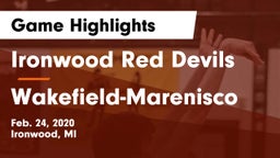Ironwood Red Devils vs Wakefield-Marenisco Game Highlights - Feb. 24, 2020