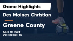 Des Moines Christian  vs Greene County  Game Highlights - April 18, 2024