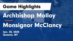 Archbishop Molloy  vs Monsignor McClancy Game Highlights - Jan. 30, 2020