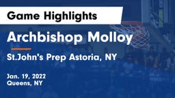 Archbishop Molloy  vs St.John's Prep Astoria, NY Game Highlights - Jan. 19, 2022