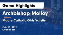 Archbishop Molloy  vs Moore Catholic Girls Varsity Game Highlights - Feb. 12, 2022