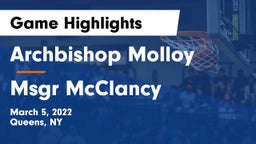 Archbishop Molloy  vs Msgr McClancy  Game Highlights - March 5, 2022
