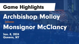 Archbishop Molloy  vs Monsignor McClancy Game Highlights - Jan. 8, 2024
