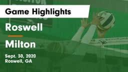 Roswell  vs Milton  Game Highlights - Sept. 30, 2020
