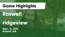 Roswell  vs ridgeview Game Highlights - Sept. 16, 2022