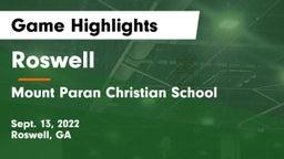 Roswell  vs Mount Paran Christian School Game Highlights - Sept. 13, 2022