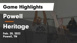 Powell  vs Heritage  Game Highlights - Feb. 28, 2022