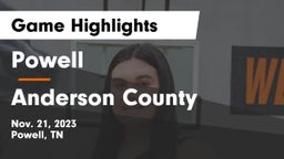 Powell  vs Anderson County  Game Highlights - Nov. 21, 2023