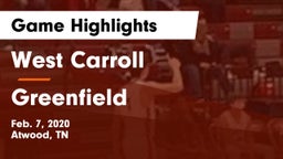 West Carroll  vs Greenfield  Game Highlights - Feb. 7, 2020