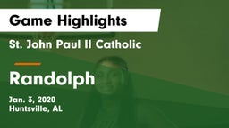 St. John Paul II Catholic  vs Randolph  Game Highlights - Jan. 3, 2020