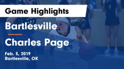 Bartlesville  vs Charles Page  Game Highlights - Feb. 5, 2019