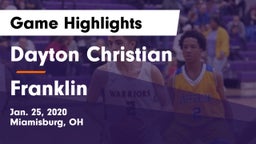 Dayton Christian  vs Franklin  Game Highlights - Jan. 25, 2020