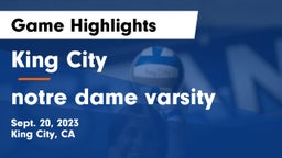 King City  vs notre dame varsity Game Highlights - Sept. 20, 2023