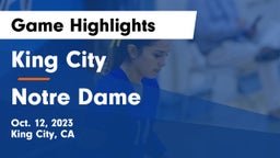King City  vs Notre Dame  Game Highlights - Oct. 12, 2023