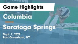 Columbia  vs Saratoga Springs  Game Highlights - Sept. 7, 2022