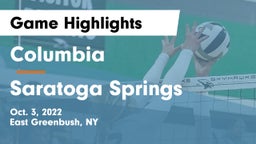 Columbia  vs Saratoga Springs  Game Highlights - Oct. 3, 2022