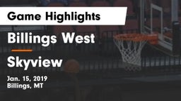 Billings West  vs Skyview  Game Highlights - Jan. 15, 2019
