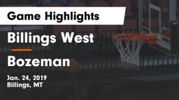 Billings West  vs Bozeman  Game Highlights - Jan. 24, 2019