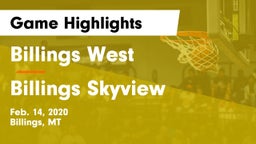 Billings West  vs Billings Skyview  Game Highlights - Feb. 14, 2020