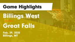 Billings West  vs Great Falls  Game Highlights - Feb. 29, 2020