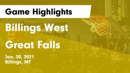 Billings West  vs Great Falls  Game Highlights - Jan. 30, 2021